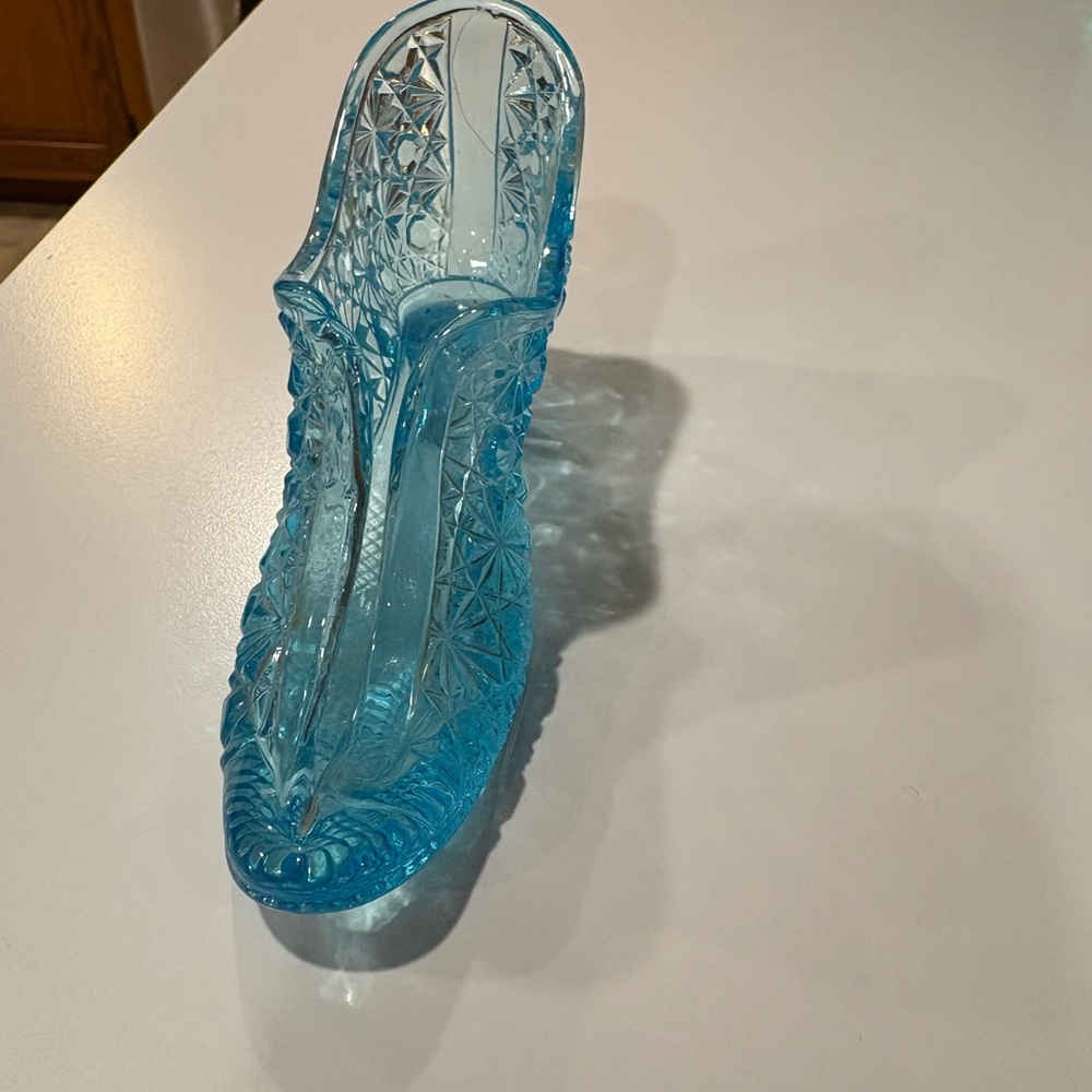 Vintage Fenton Blue Glass Women Shoe - Picture 3 of 7